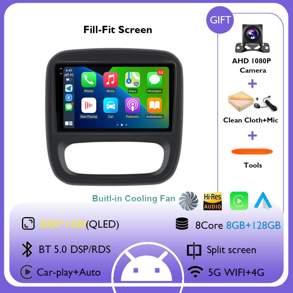 Android 14 Carplay Car Radio For Renault Traffic 3 2014 - 2021 Opel Vivaro B 2014 -2018 Navigation GPS Multimedia Player WiFi+4G