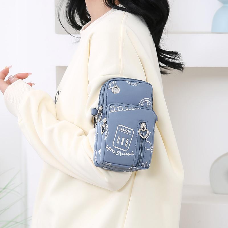 Borsa portatile multifunzionale per telefono, borsa a tracolla in tessuto Oxford, borsa da braccio con cerniera a forma di cuore, borsa a tracolla