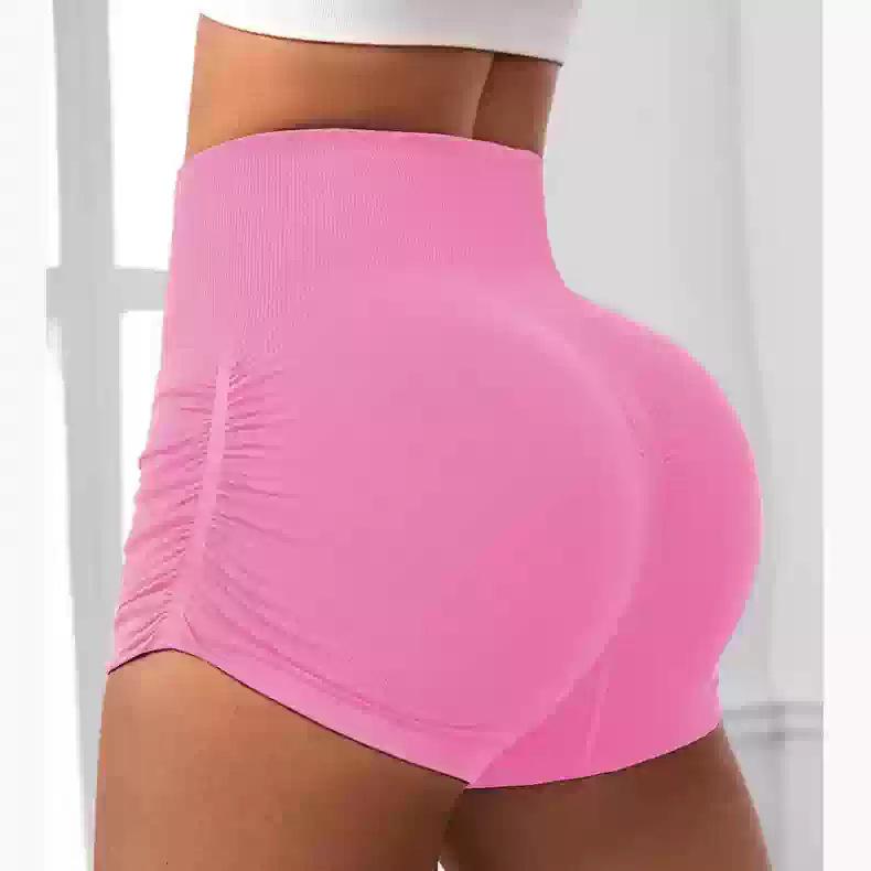 Women's High-Waisted Butt-Lifting Stretchy Yoga Shorts - Breathable Three-Quarter Length with Pleated Drawstring