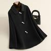 Autumn horn button woolen coat female college style small medium and long woolen coat high-end female