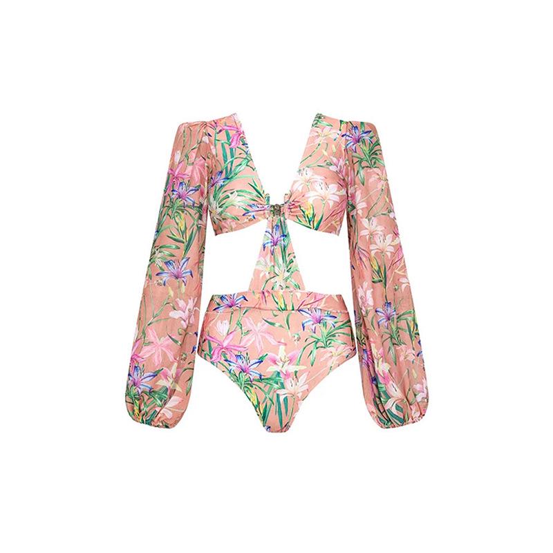 

Женский европейский и американский купальник с длинным рукавом и глубоким V-образным вырезом 23037232 Large