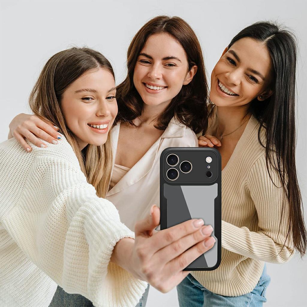 For iPhone 17 Pro Case Acrylic+TPU Clear Phone Cover with PET Screen Film