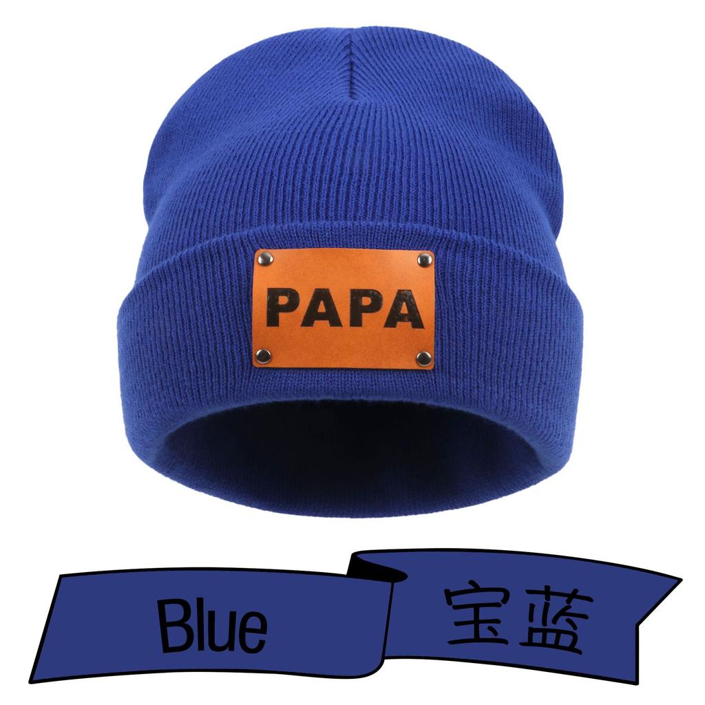 2022 new autumn and winter acrylic wool pullover hat European and American hip hop leather label women's knitted hat