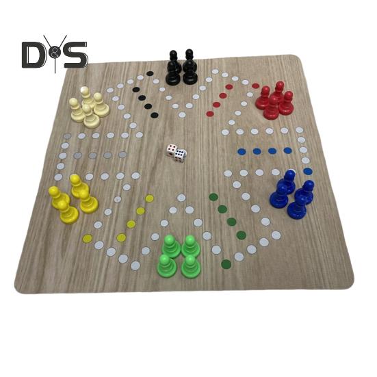 1 Set 6 Players Flying Chess Game with 35CM Rubber Chessboard 24 Chess Pieces 2 Dice Kids Adults Family Night Interactive Classic Strategy Game