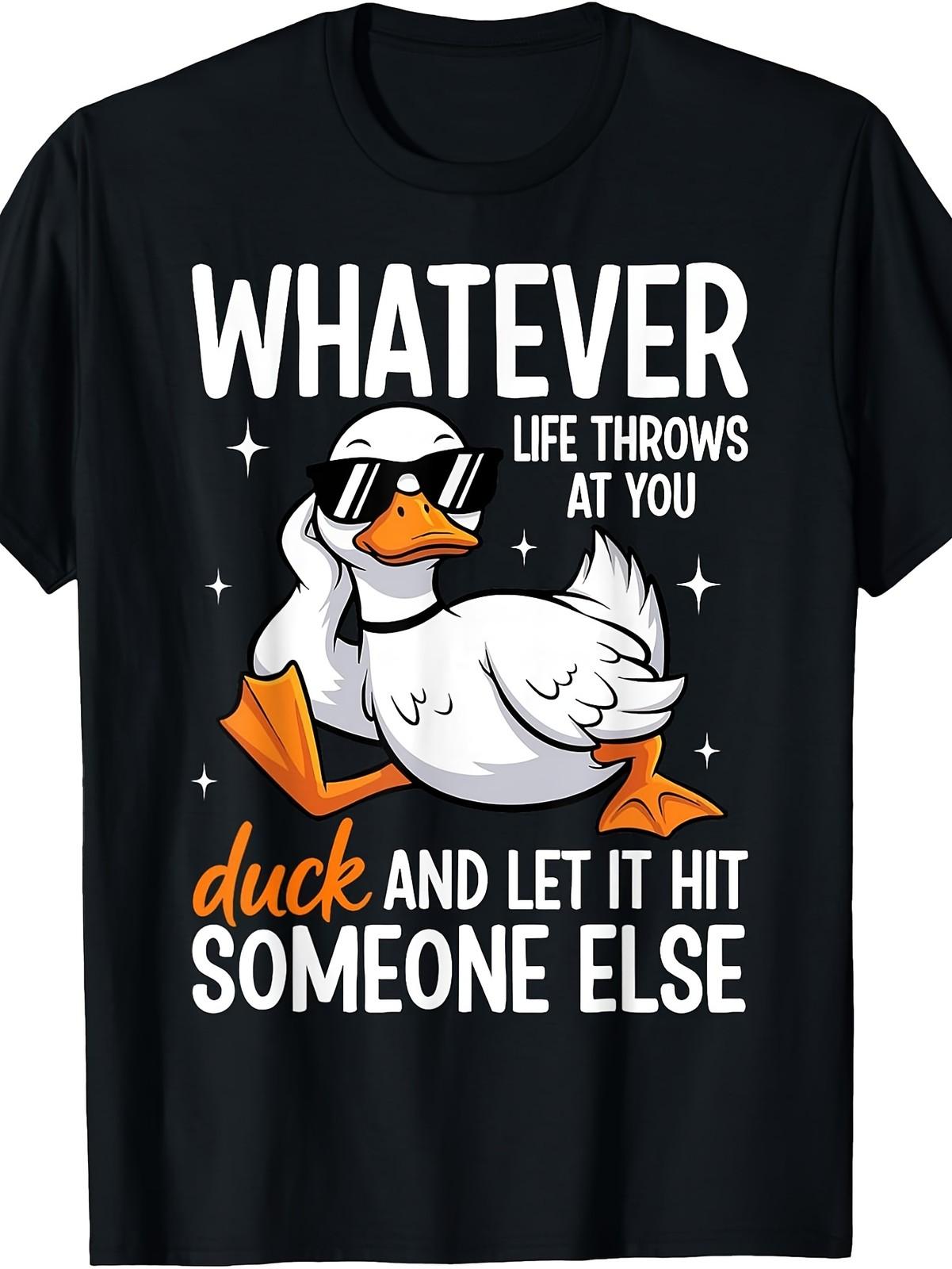 Retro Duck Graphic T-Shirt - Let Whatever Life Throws at You Hit Someone Else S разноцветный