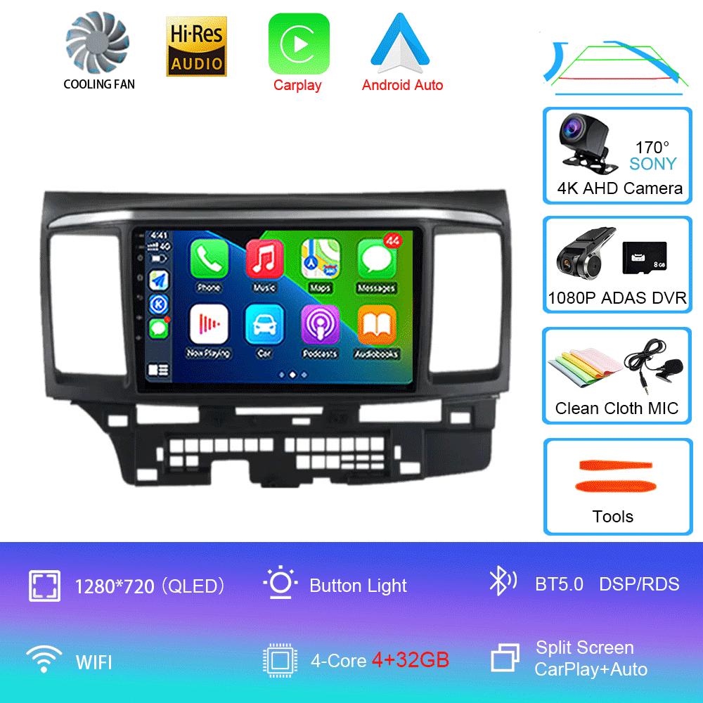 9Inch Android 14 For MITSUBISHI LANCER  10 X 2008 2009 2010 2011 - 2016 Car Radio Stereo Audio GPS Player Carplay Auto Screen