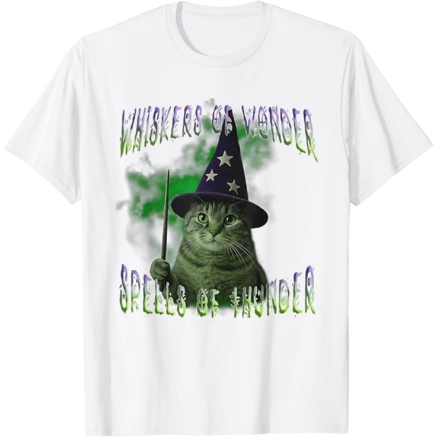 dongdongo Wizard Cat Spell of Thunder Weird Funny Halloween Meme T-Shirt XXXXXL белый