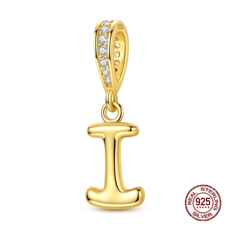 New In Original Charms Copper 26 Golden Letters A-Z Charm Bead Fit 3Mm Original Bracelet For Womens Diy Fashion Jewelry Gift