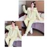 Pyjama Damen Herbst und Winter Intensivierung Korallenfleece Extragroß Süßes Flanell warmes Loungewear-Set Nachtwäsche Damen