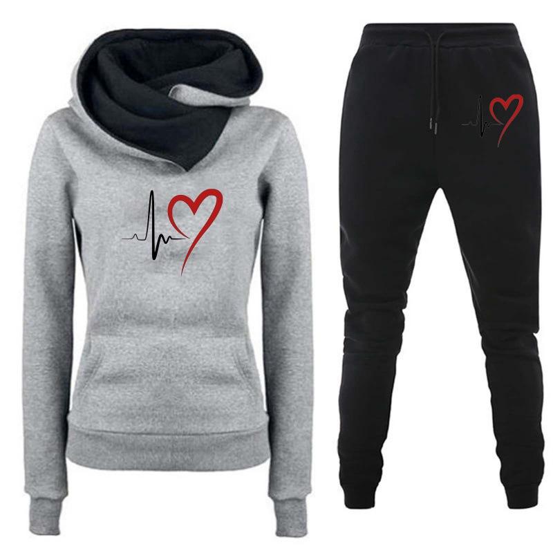 2024 Spring and Autumn Winter New Velvet Hooded Sportswear Set for Women, Hoodies, Pants, Women's Clothing