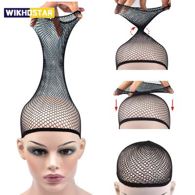 Mesh Wig Cap Stretchable Elastic Black Hair Net Stretch Open Ended Fishnet Wig Net Breathable Mesh Cap for Wig Accessories