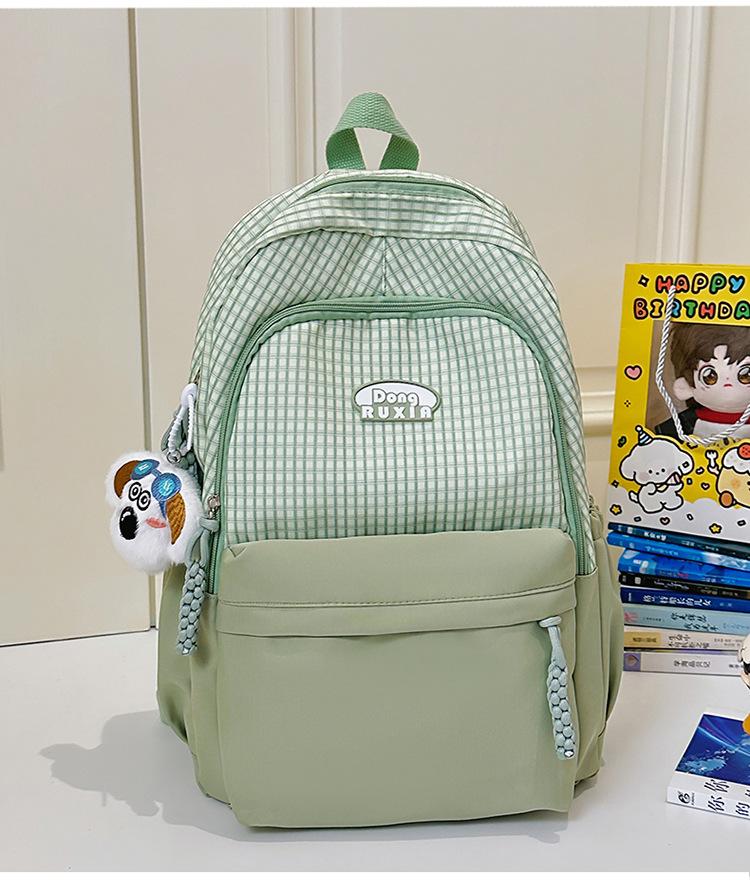 Schoolbag Sweet Japanese Literary Plaid Backpack Korean Version Middle and High School Student Computer School Bag Casual Lightweight Versatile