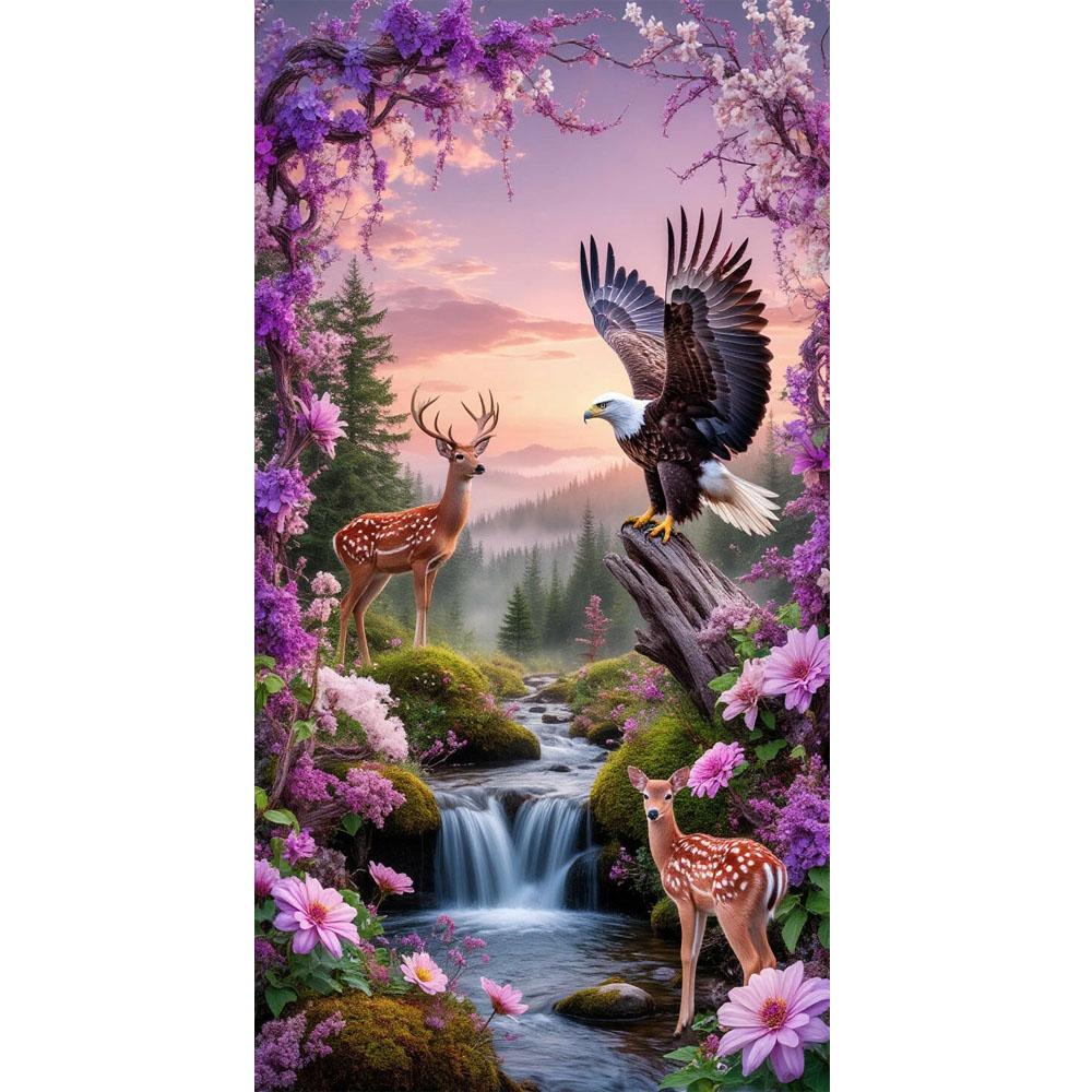 

Большой размер Мозаика Сделай сам Полные наборы для рисования бриллиантами Искусство Орел и цветок Вышивка Крестом Стразы round 70x140cm красный