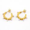 New 18k Stainless Steel Gold Earrings Pearl Temperament Trendy Round Earrings