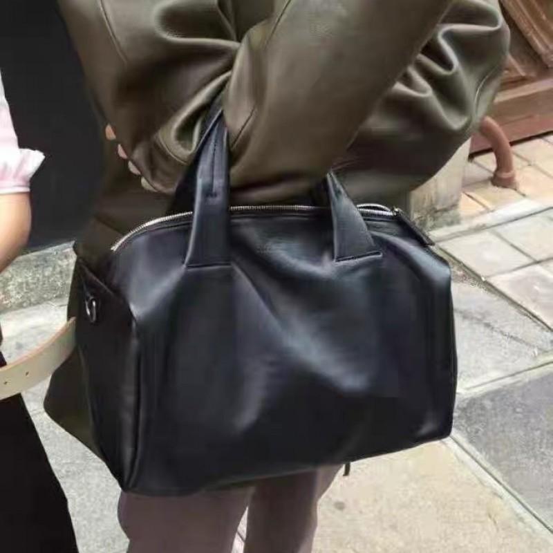 Minimalist Bowling Bag Women 2025 Fall Trendy Canvas Tote Shoulder Handbag Street Style Large Capacity