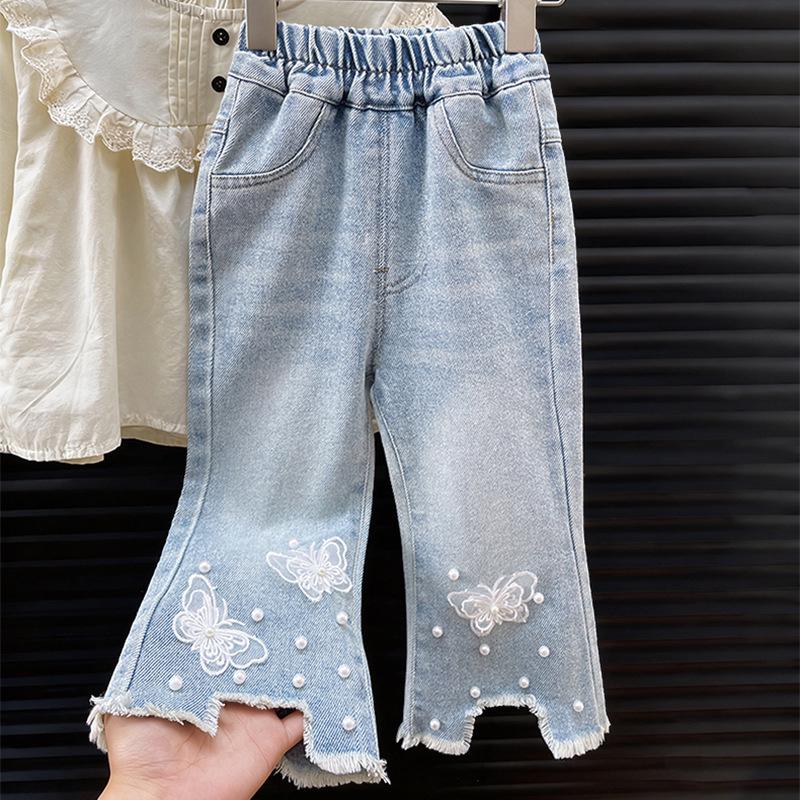 

Spring Korean Girls Versatile Micro Flare Denim Pants - Stylish Long Flare Trousers 140 cm