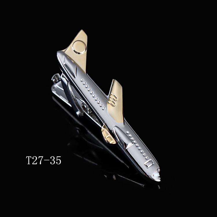 In-Stock Creative Metal Bullet Pen & Tie Clip Combo - Two-Tone Fountain Pen with Sailboat & Airplane Design