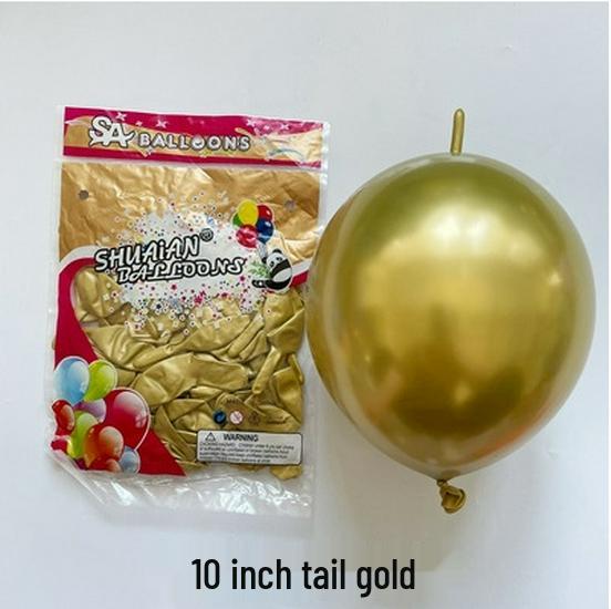 10-Inch Metallic Tail Balloons - Gold, Silver, Chrome (50 Pack)