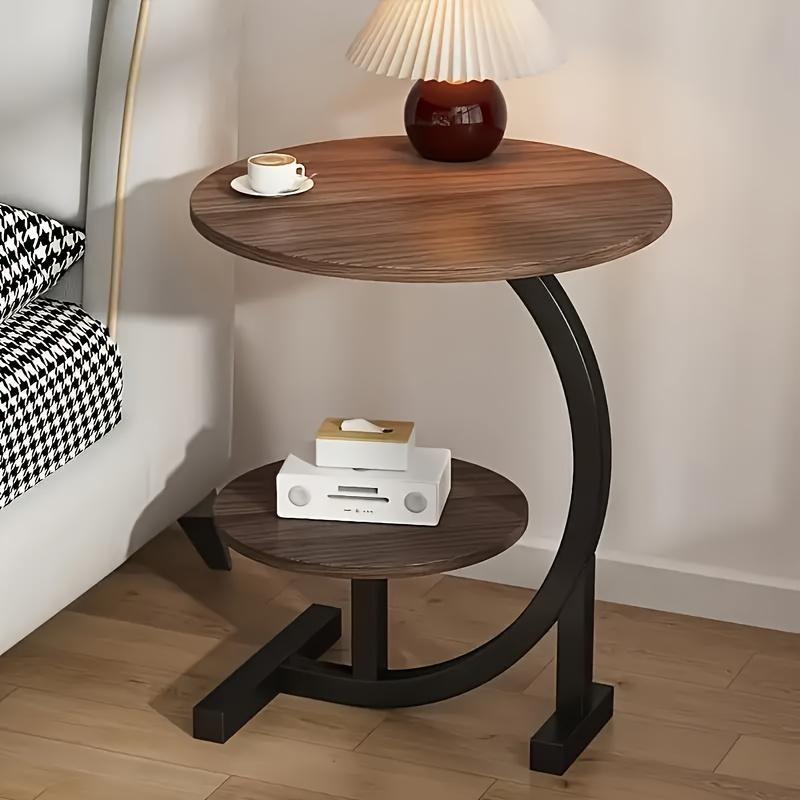 Modern Iron & Wood Side Table: White Marble Top, Storage Shelf, Space-Saving for Bedroom/Living Room, Easy Assembly.
