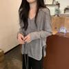 Spring Korean-Style Women's V-Neck Loose Cardigan - Lightweight, Long Sleeve, Sun Protection, Versatile, Casual Top
