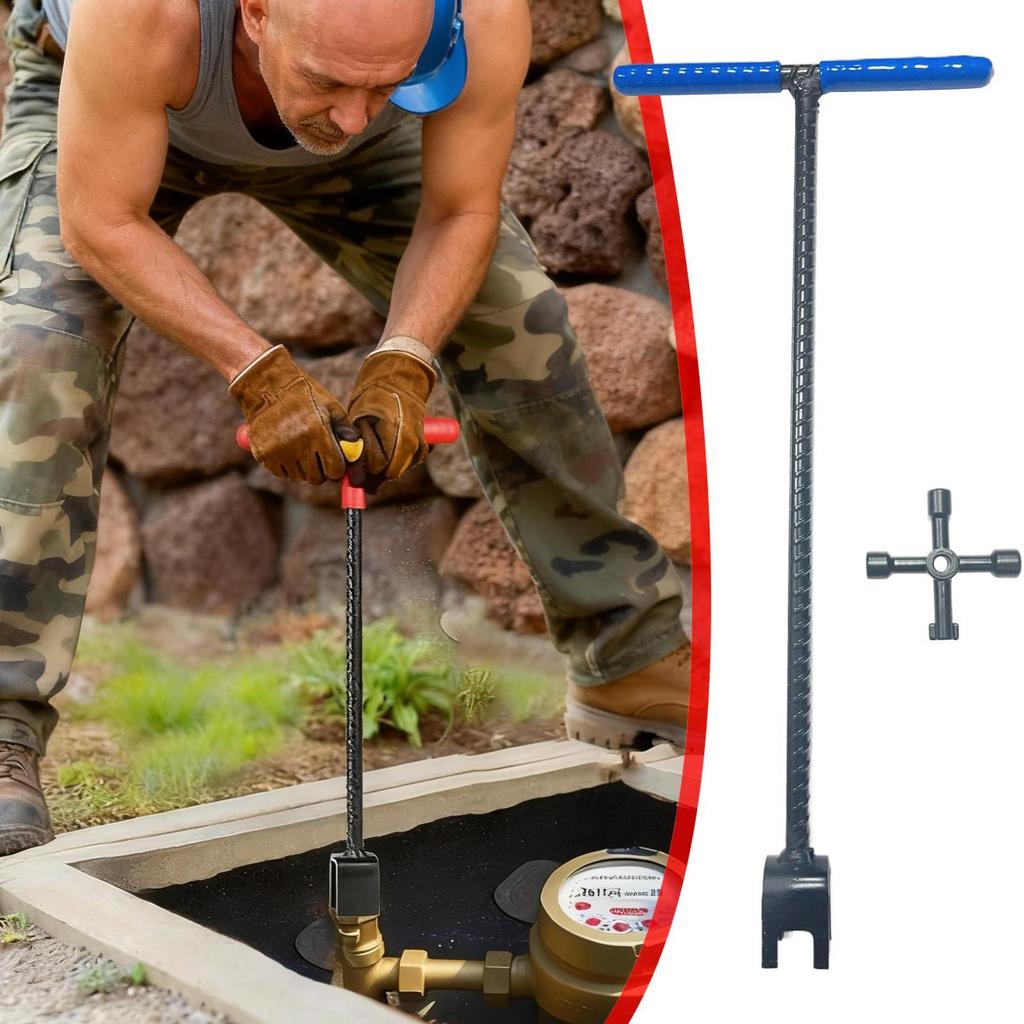 Water Meter Tool T-Shaped Check Valve Wrench Valve Shut Off Spanner for Plumbing Irrigation Outdoor Backyard Garden Lawn