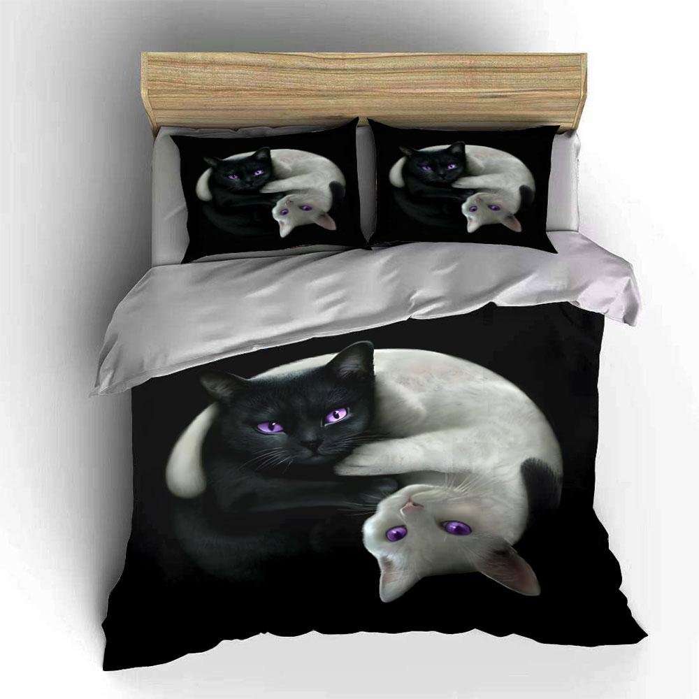 Black and White Cats Bedding Set Bedding Duvet Cover Set Duvet Cover Pillowcases (1 * Duvet Cover 2 * Pillowcases, without duvet insert)