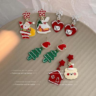 Christmas Cute Cartoon Painted Earrings for Women - Japanese Korean Style