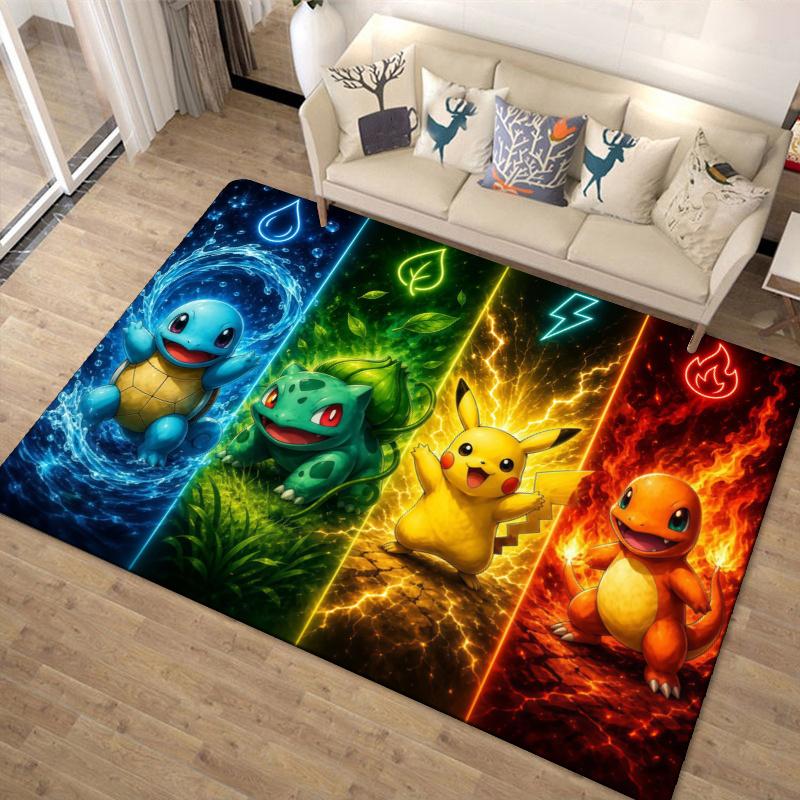 Pikachu Anime-Pokemon Carpet Rug for Living Room Bedroom Home Sofa Decoration,Kids play Non-slip Floor Mat
