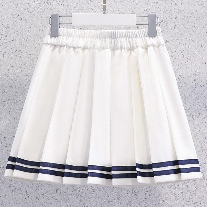 Girls' Summer Striped Sailor Collar Set Children's Short Sleeve Preppy Style Girls' Summer Wear JK Pleated Skirt Two-Piece