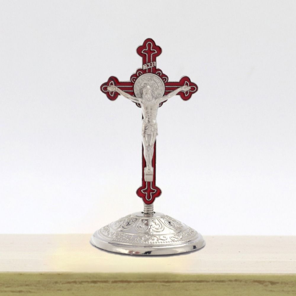 With Stand Zinc Zinc Alloy Cross Ornaments Religious Plated Gold Statue Church Cross Ornaments  Home Decor