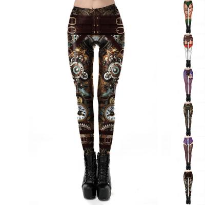 Damen Gear Clock Prints Stretch Yoga Leggings Fitness Laufen Gym Sport Aktive Hose