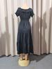 Abito a Gonna Lunga Patchwork da Donna a Spalle Scoperte