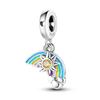 Multi Color Charms Fit Fashion Original Bracelets 925 Silver Colorful Zircon Rainbow Bead Love Heart Clip Charm DIY Jewelry