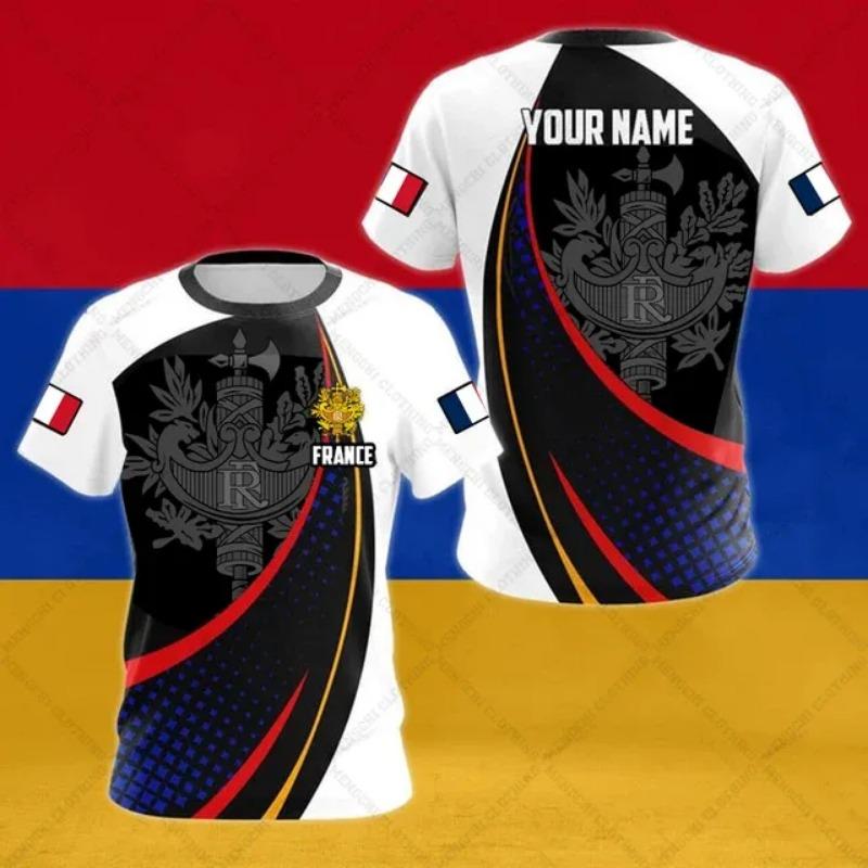 France Emblem Skull Graphic Custom Tees Summer Casual Streetwear Men's Fashion O-neck T-shirts Boys Oversized Short Sleeve Tops
