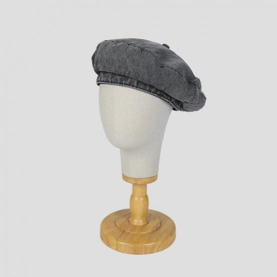 Lady Casual Denim Cap French Beret Artist Beret Hat Beanie Retro Denim Beret Hat