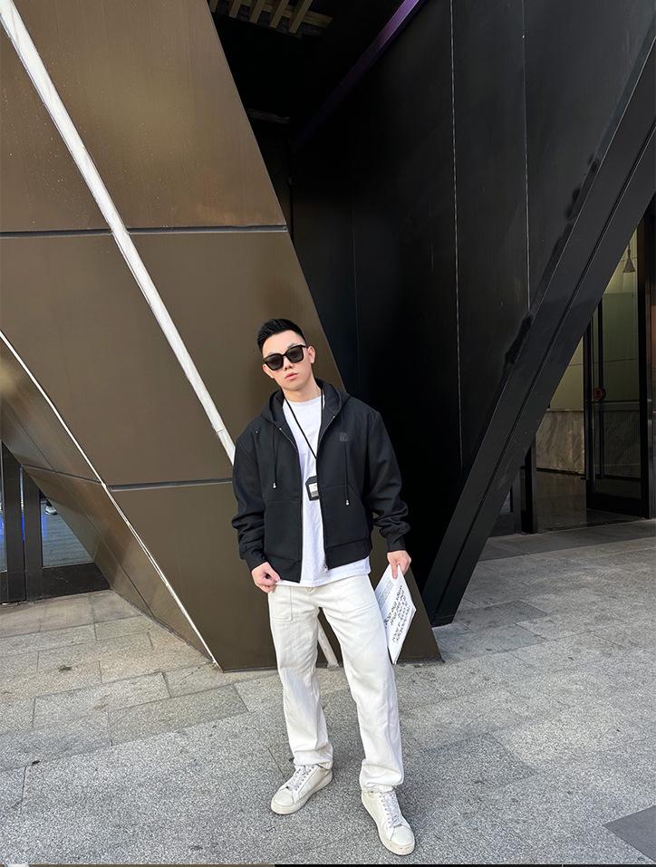 Nan You Lv Jia Men's Wool-Cotton Logo Hoodie: Heavyweight Winter Casual Long Sleeve Sweatshirt