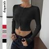 Elegant Style Long-sleeved Button Bottoming Shirt Wool Weaving Women's Clothing 2025 Autumn and Winter