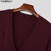 INCERUN Men Deep V Neck Long Sleeve Tops Knitted Fitted Undershirts