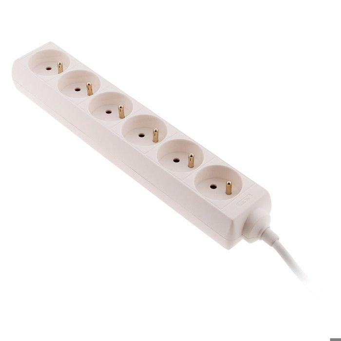 Bloc multiprises - ZENITECH - 6 prises 16A - Blanc - Norme NF