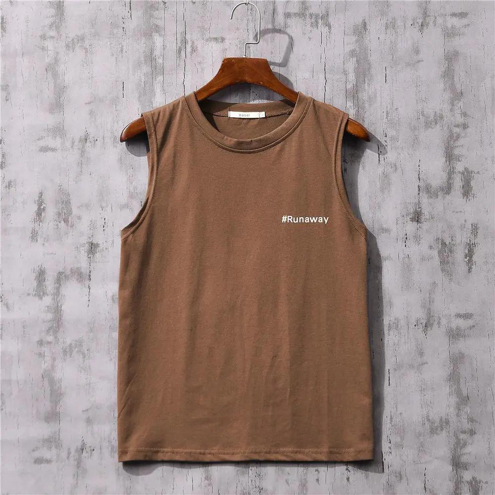 Letnia luźna kamizelka dla mężczyzn bez rękawów T-shirt cienka sportowa koszulka dla chłopców