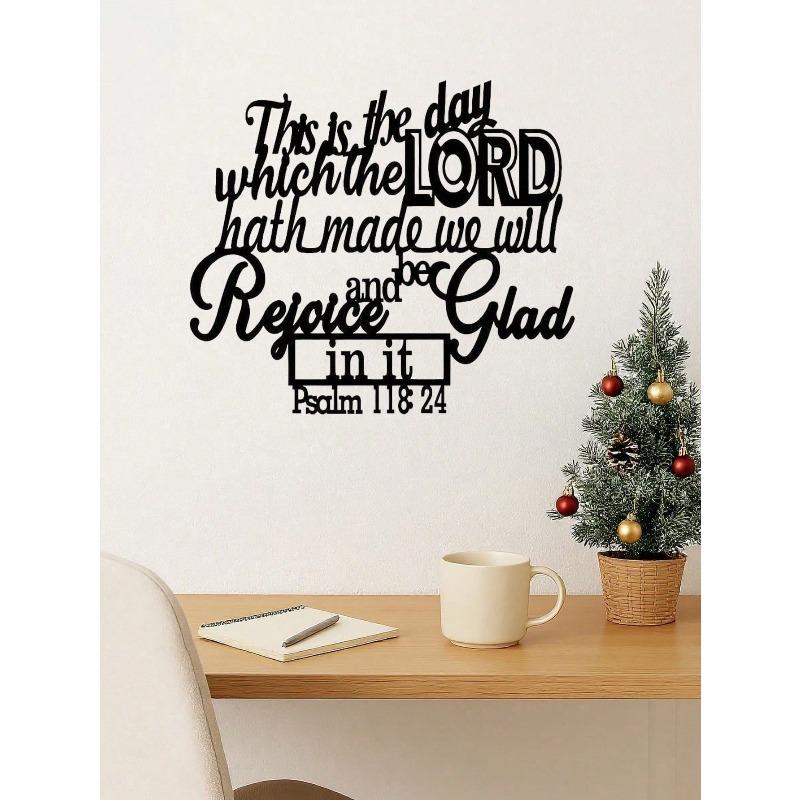 Black Minimalist Christian Metal Wall Art Scripture Sign Home Office Decor