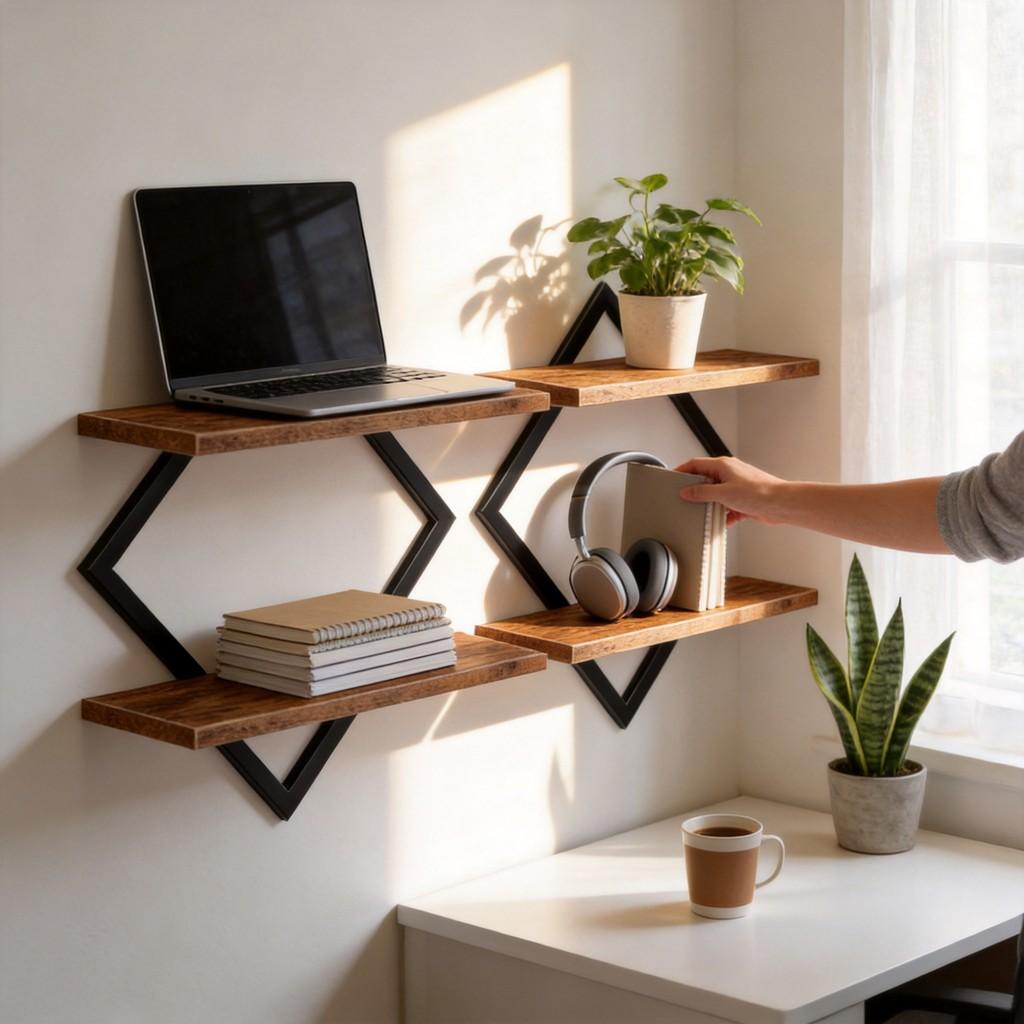 Nordisches Holz-Wandregal mit multifunktionalem Design zur Organisation des Zuhauses