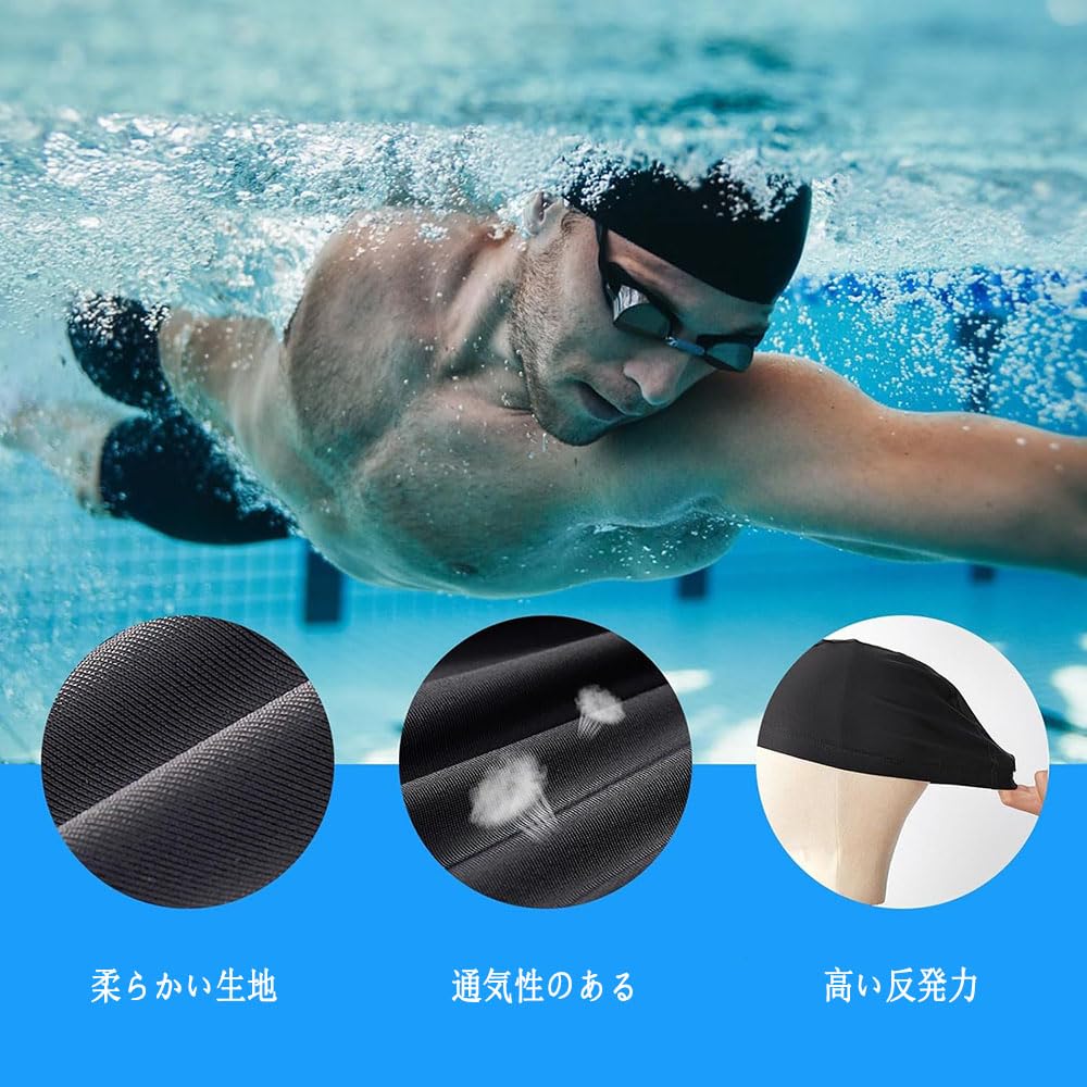 Phyxiul Swimming Goggle Set with Swim Cap and Swimming Competitive Underwater Adjustable Unisex 3-Piece Earplugs, Anti-Fog Goggles, Fitness, Swimming,