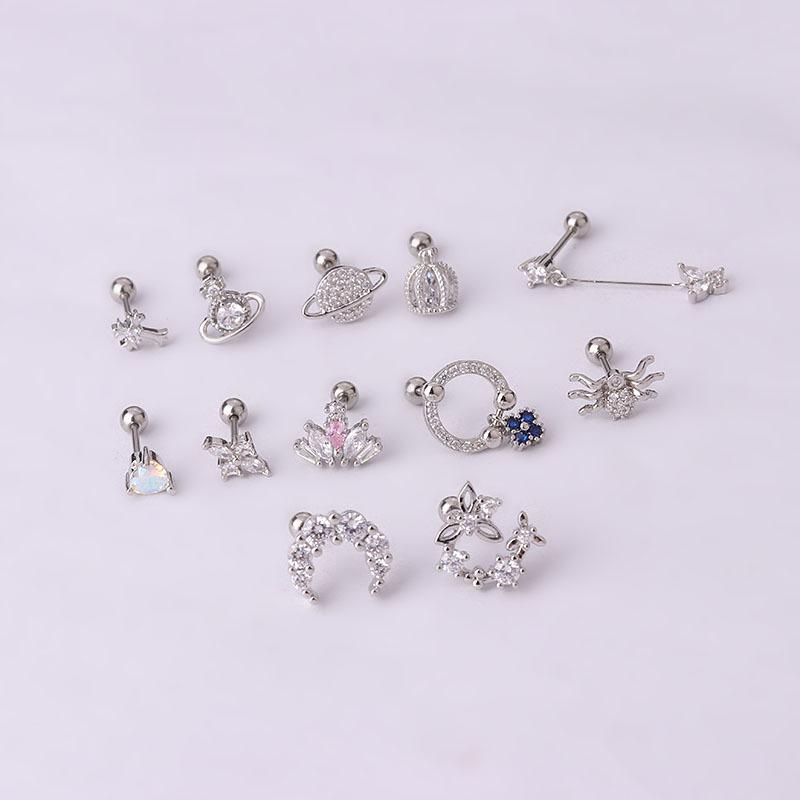 YW 20G Stainless Steel New Design CZ Ear Cartilage Tragus Helix Screw Back Earring Stud for Women Ear Piercing Jewelry