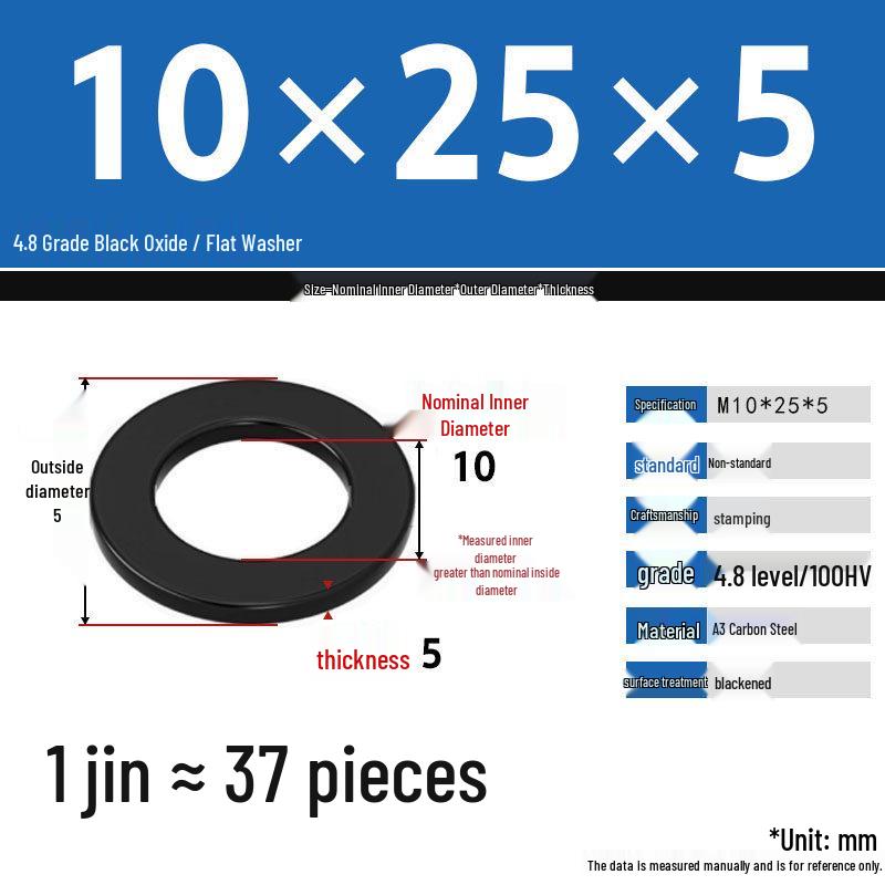 Blackened Enlarged Thickened Metal Washer - M3-M42