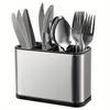 1Pc Stainless Steel Cutlery Holder with 4 Compartments, Rustproof Organizer for Kitchen Counter, Large Capacity Utensil Storage