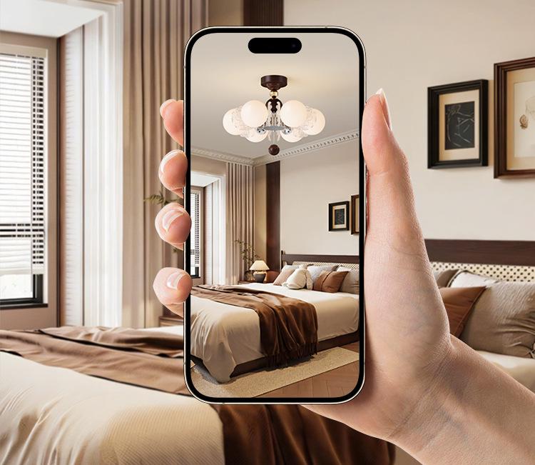 French Luxury Glass Chandelier - Modern Minimalist Lighting for Bedroom or Study