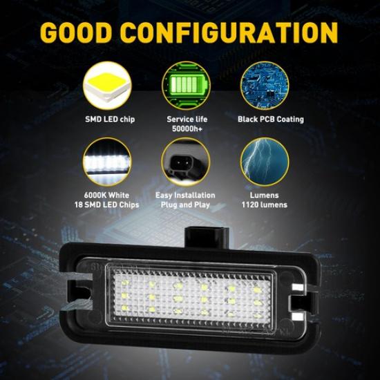 2Pcs Bright Bumper Rear White LED License Light For Plate Ford Mustang 2015-