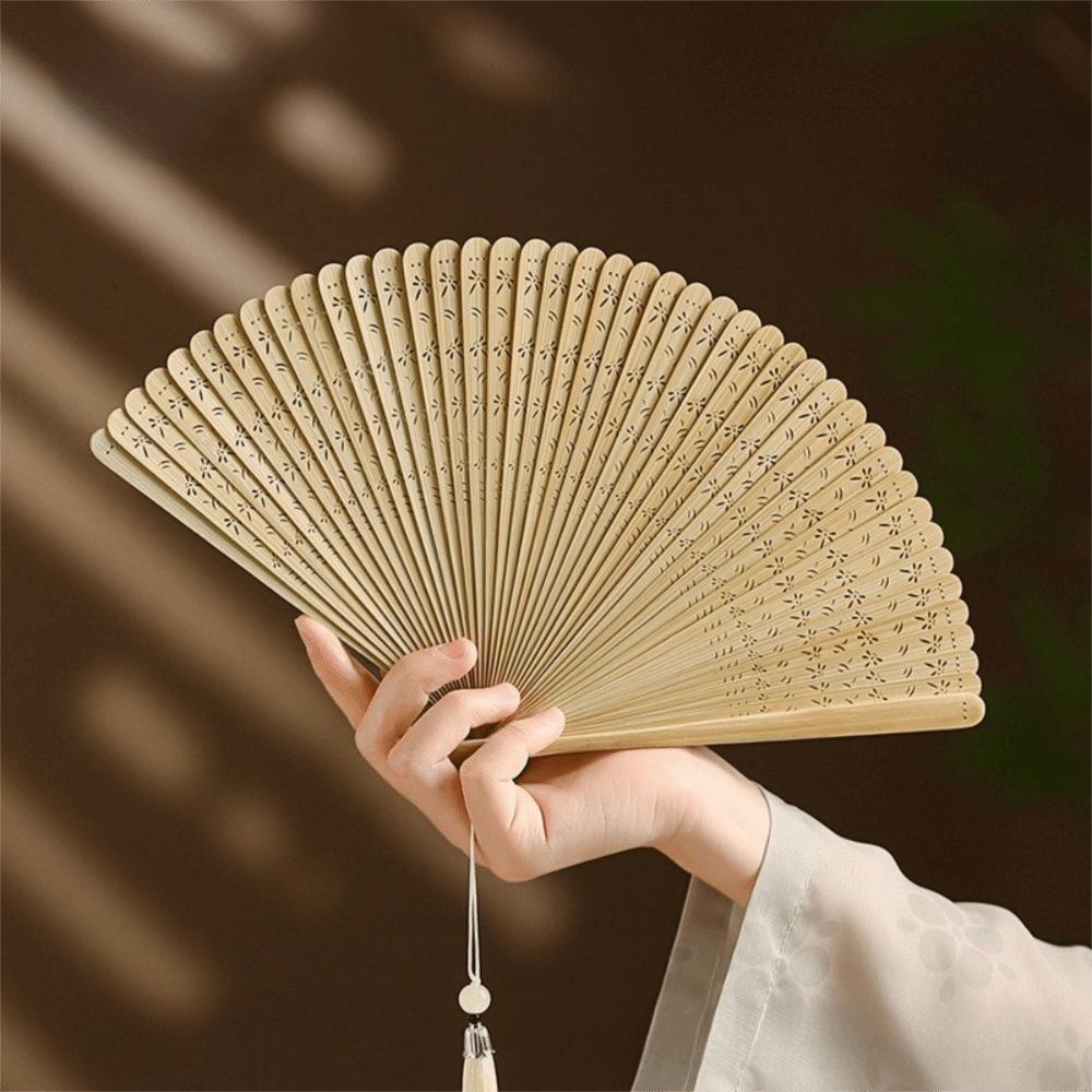 Portable Folding Bamboo Fan Handmade Retro Bamboo Fan Elegant Classical Folding Fan for Women