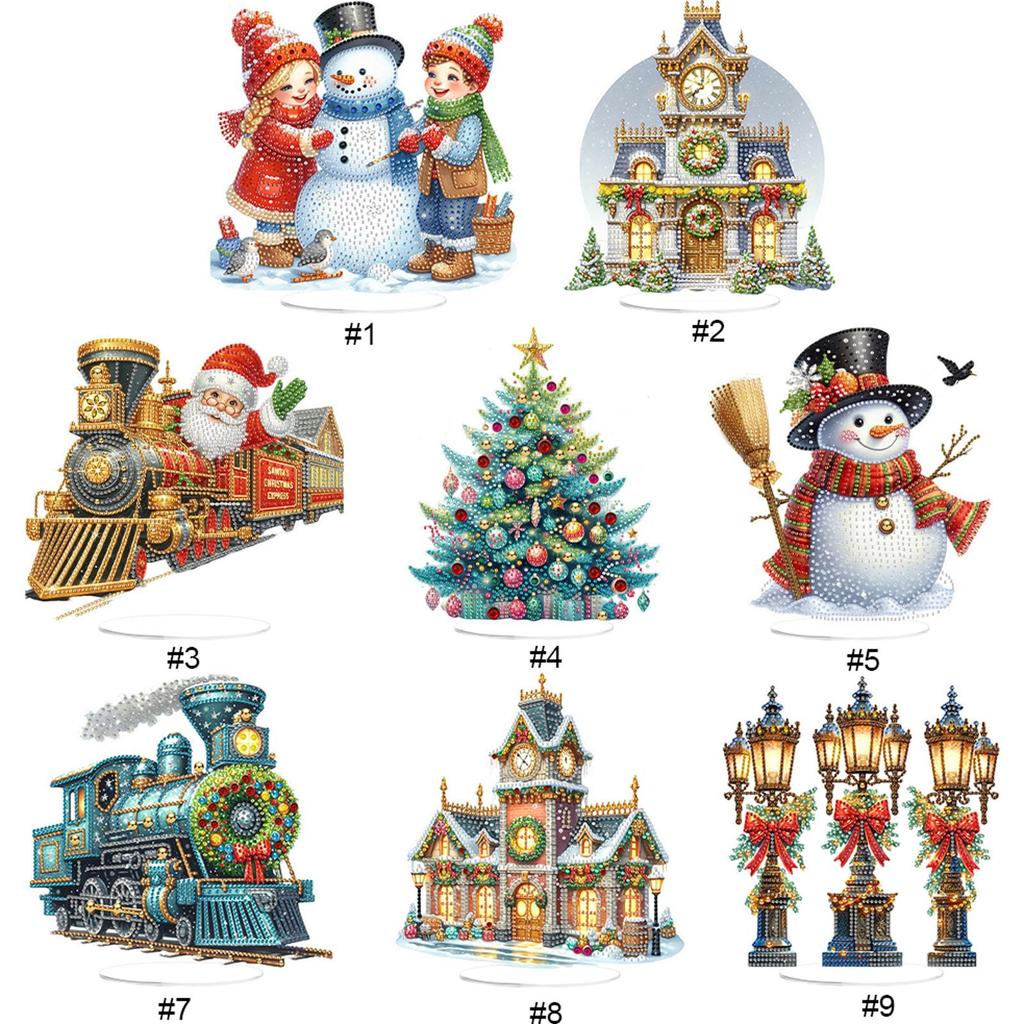 DIY Diamond Painting Tabletop Ornaments Kit 2D Flat Print Xmas Desktop Diamond Art Kits 5D DIY Diamond Art Tabletop Decorations